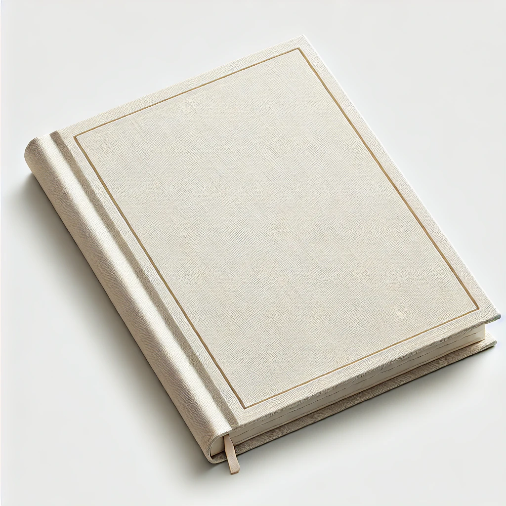 A single closed book with a neutral cover placed against a blank white background, ideal for versatile use in blogs or websites